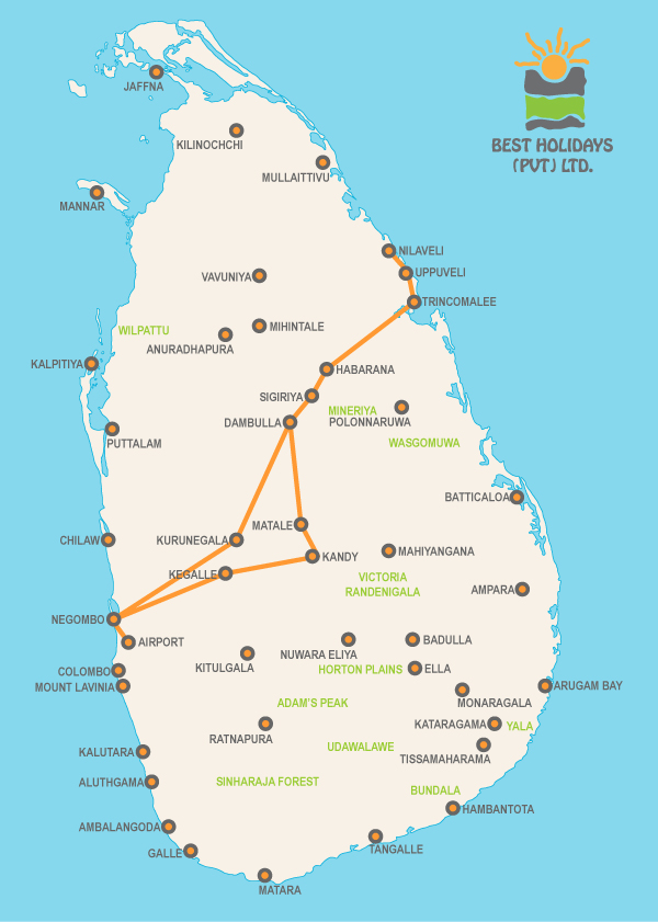 Best Sri Lanka Holidays map kandy perahera tour